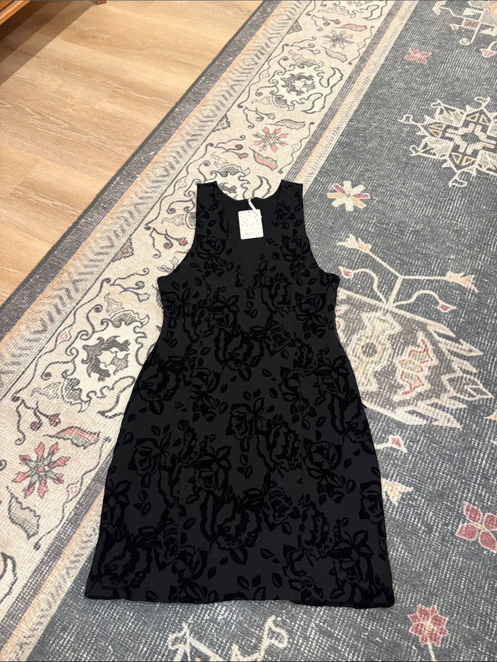 Free People Black Floral Velvet Mini Dress